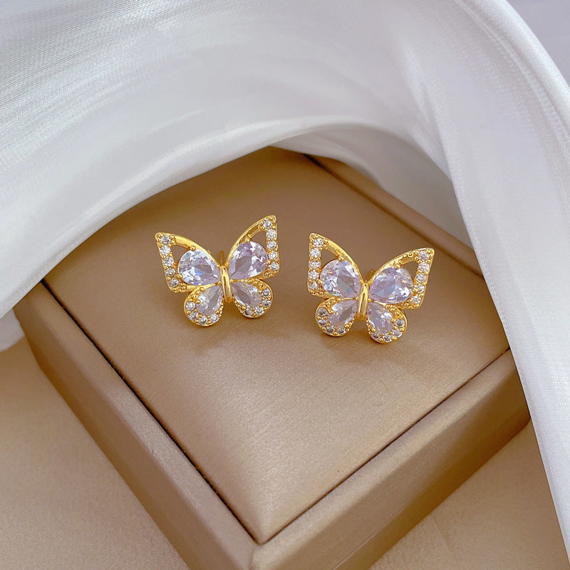 Set di collana e orecchini geometrici a farfalla in titanio di lusso