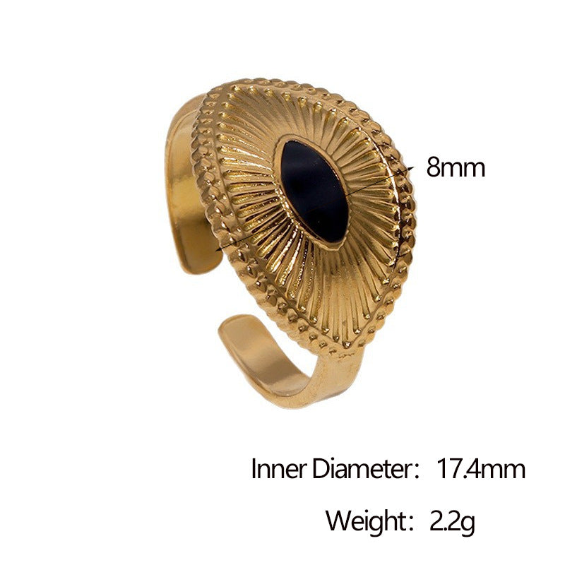 Anello Aperto Geometrico Vintage Minimalista Placcato Oro 18K in Acciaio Inossidabile per Donna