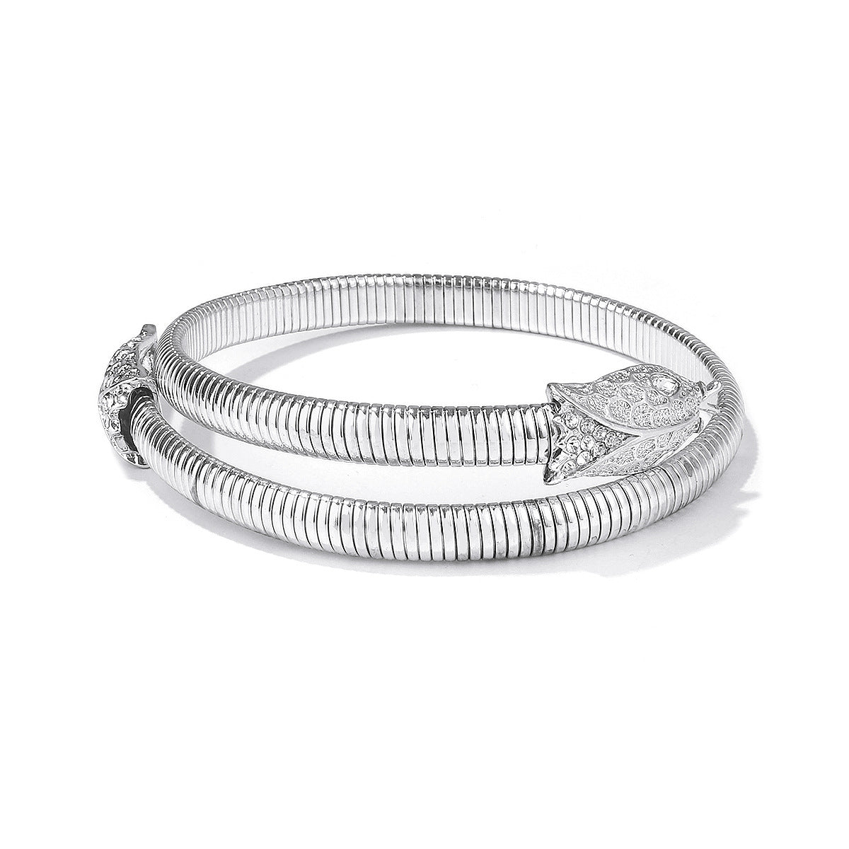 Collar y pulsera geométricos con colgante en forma de serpiente estilo punk de aleación con incrustaciones de diamantes de imitación y baño de oro