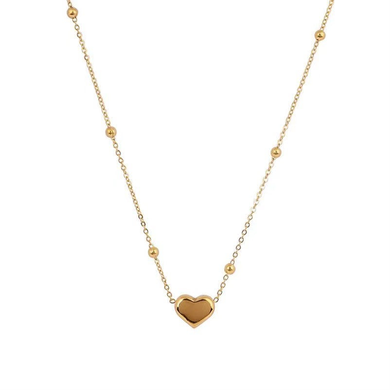 Minimalist 18K Gold Plated Titanium Steel Heart Geometric Pendant Necklace for Women