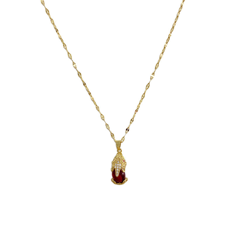 Geometric Gold Plated Brass Pendant Titanium Steel Necklace Unisex