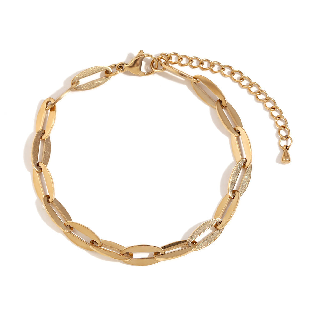 Minimalist Lip-Shaped Anklet in Stainless Steel with 14K Gold Plating