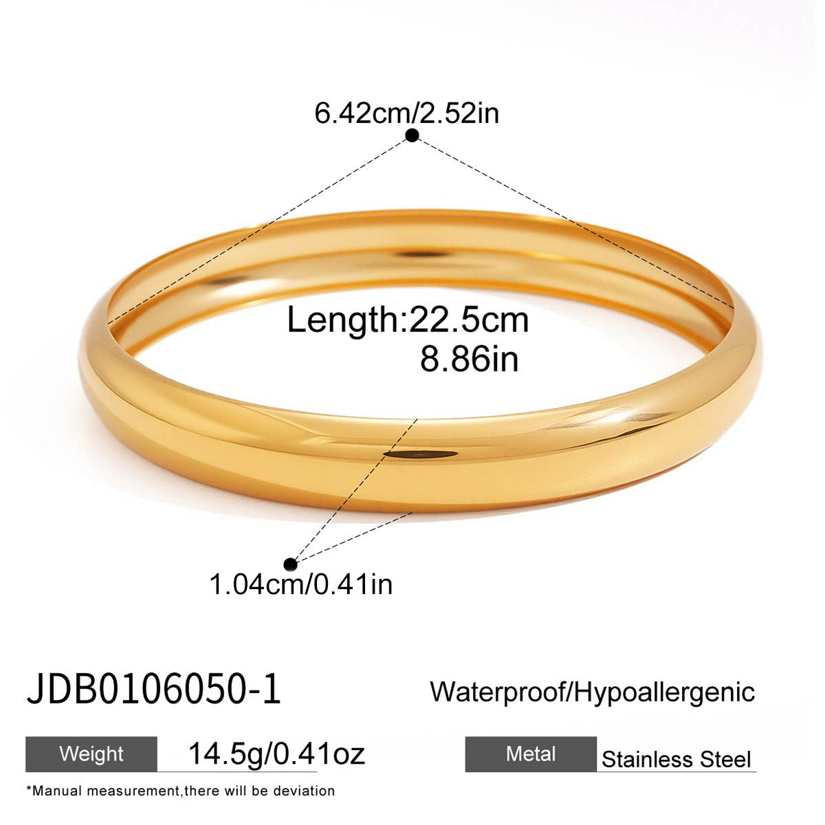 18K Gold PVD Stainless Steel Round Geometric Bangle for Women