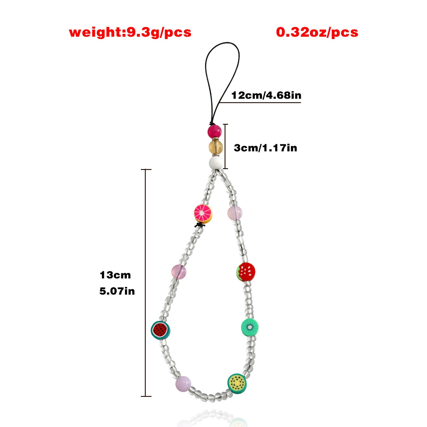 Sweet Fruit Pattern Alloy Plated Handmade Beaded Phone Strap