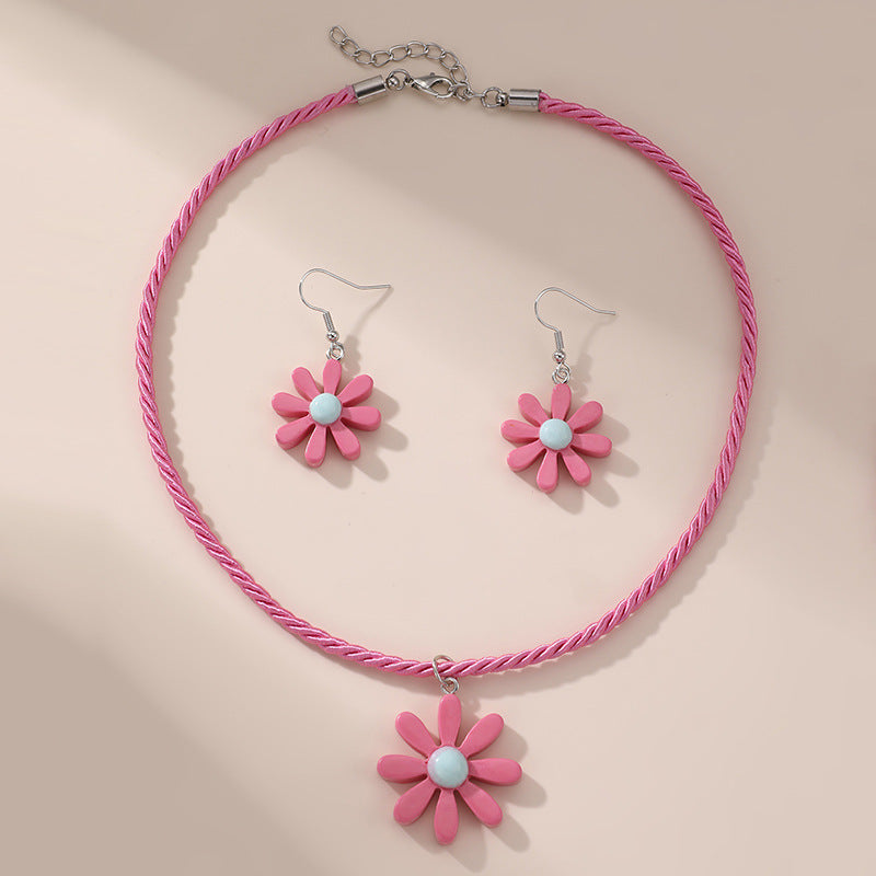 Set collana a forma di fiocco minimalista in acrilico per bambine con ciondolo in resina e catena di perline per bambini dai 3 ai 10 anni
