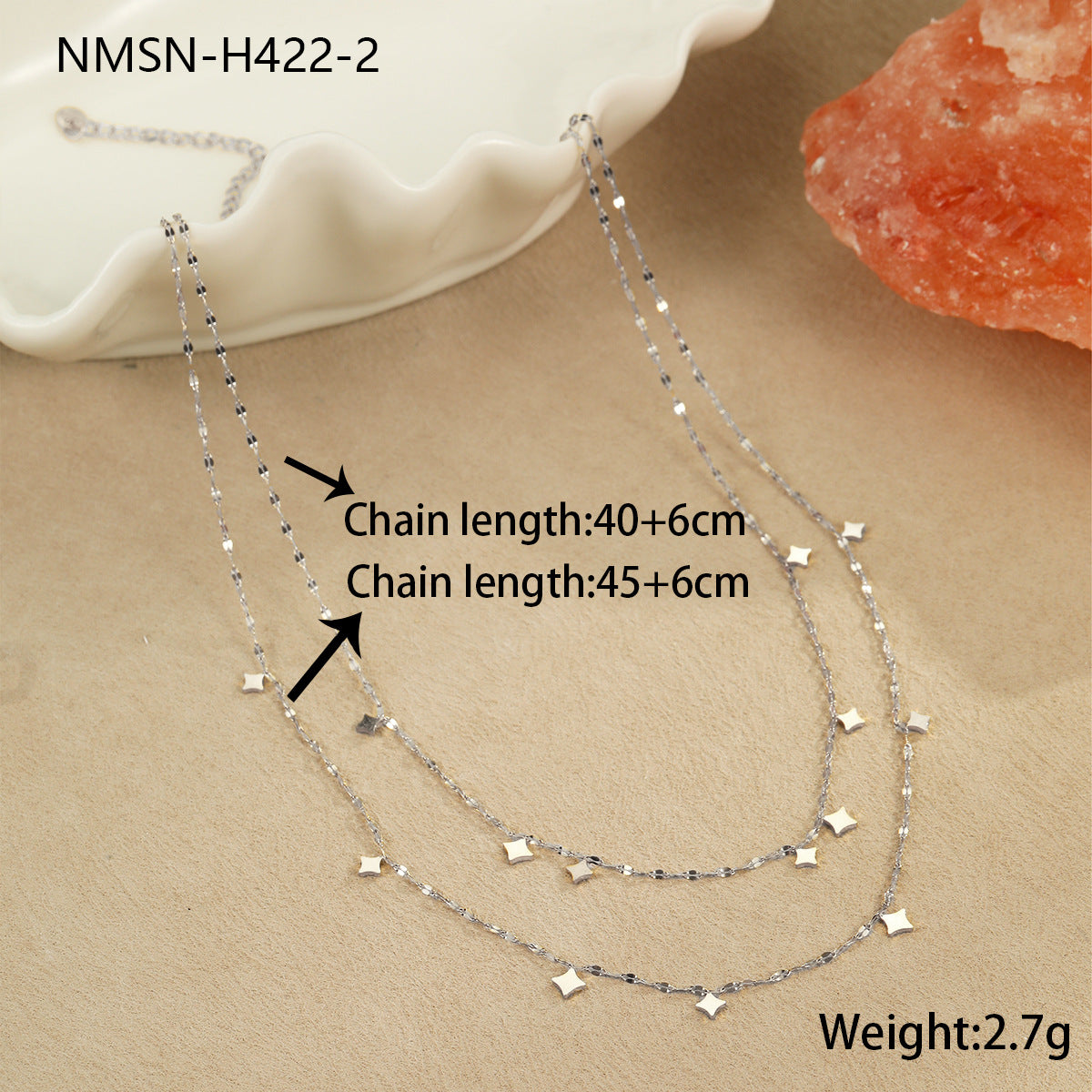 Minimalist Geometric Stainless Steel Layered Necklace with Plated Finish for Women