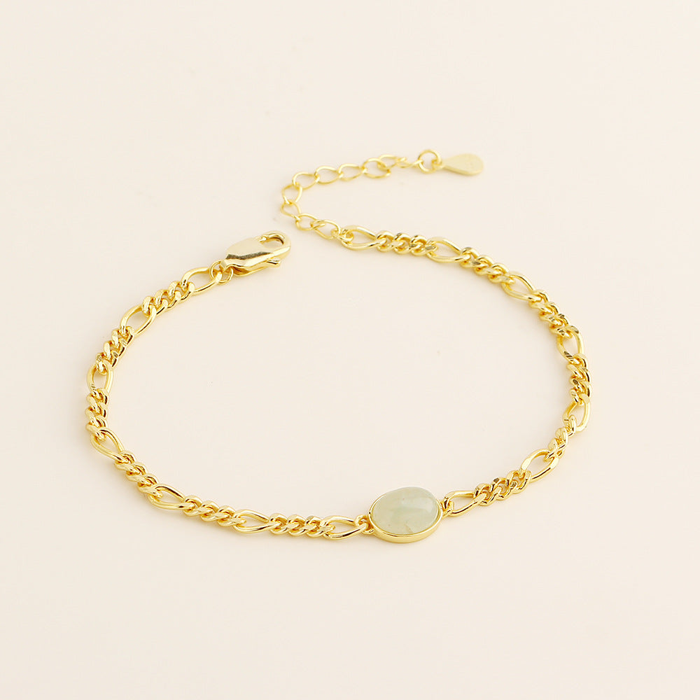 Elegante bracciale da donna placcato in agata ovale geometrica in argento sterling 925