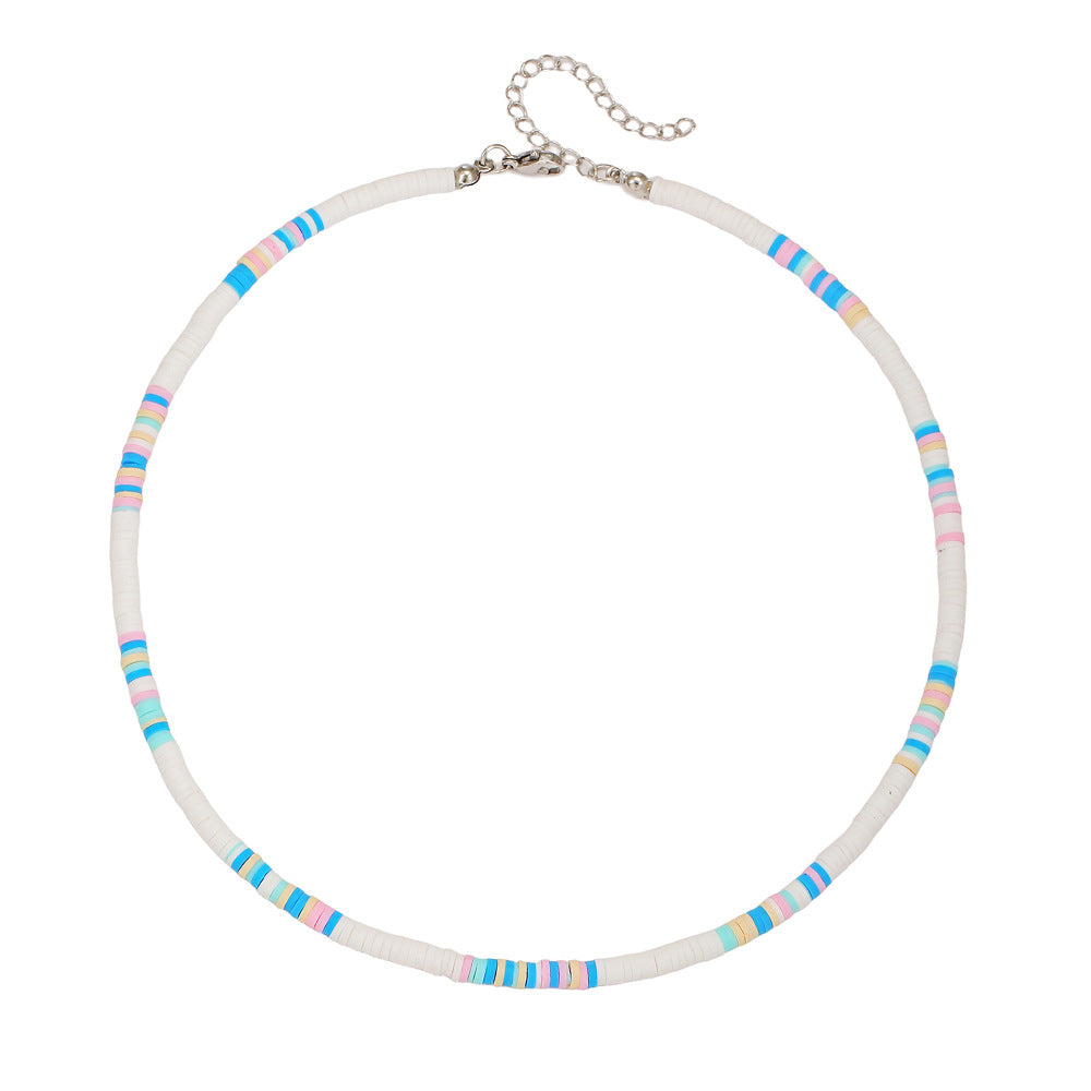 Bohemian Vintage Ethnic Punk Hip-hop Geometric Wood Coconut Shell Beaded Necklace with Turquoise Pendant