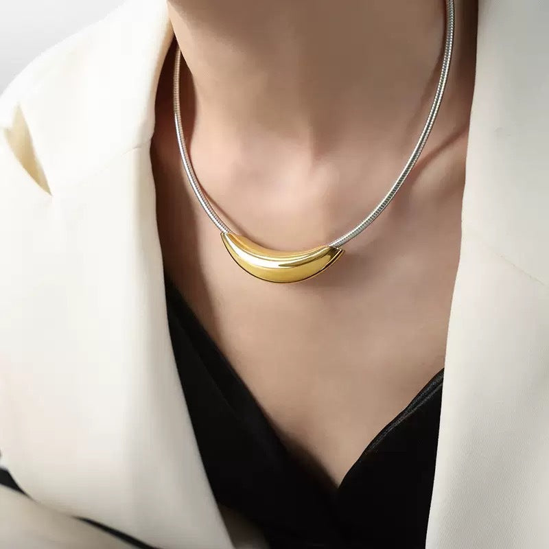 Minimalist Elegant Geometric Titanium Steel Choker Necklace Figaro Chain