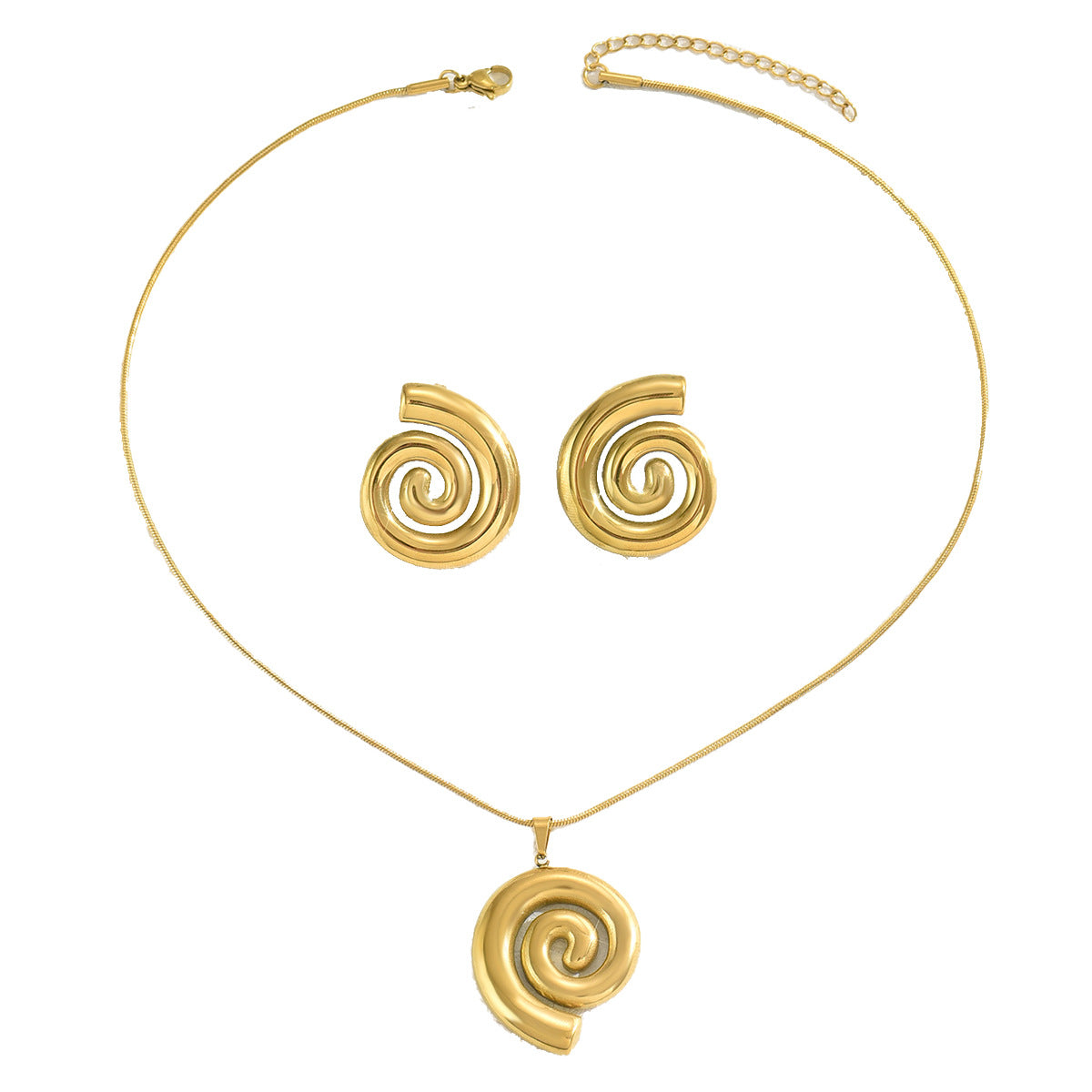 Parure con collana e orecchini pendenti geometrici minimalisti in filo per donna con catena a medaglione in rame placcato