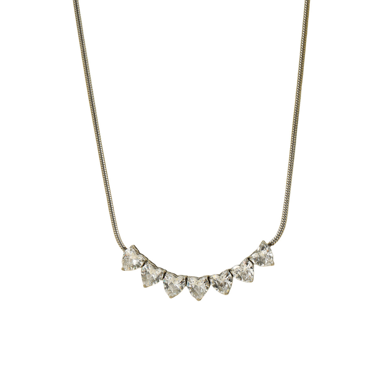 Elegante collar con colgante de circonia en forma de corazón estilo OL para mujer, de acero inoxidable con acabado chapado