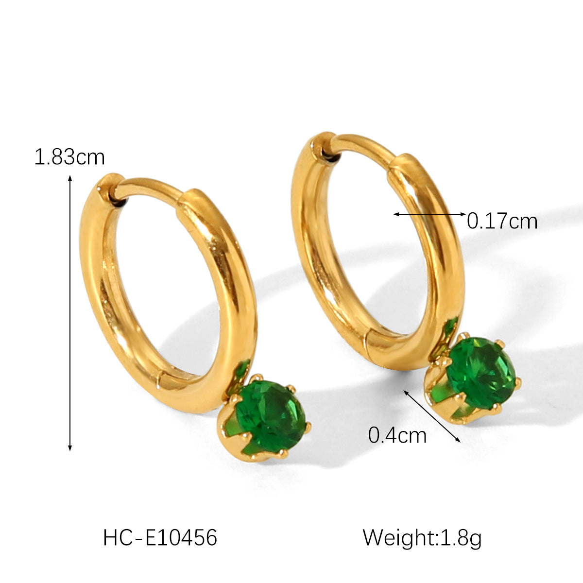 Orecchini a Cerchio Geometrici Minimalisti in Acciaio Inossidabile con Placcatura in Oro 18K e Zirconia Cubica da Donna