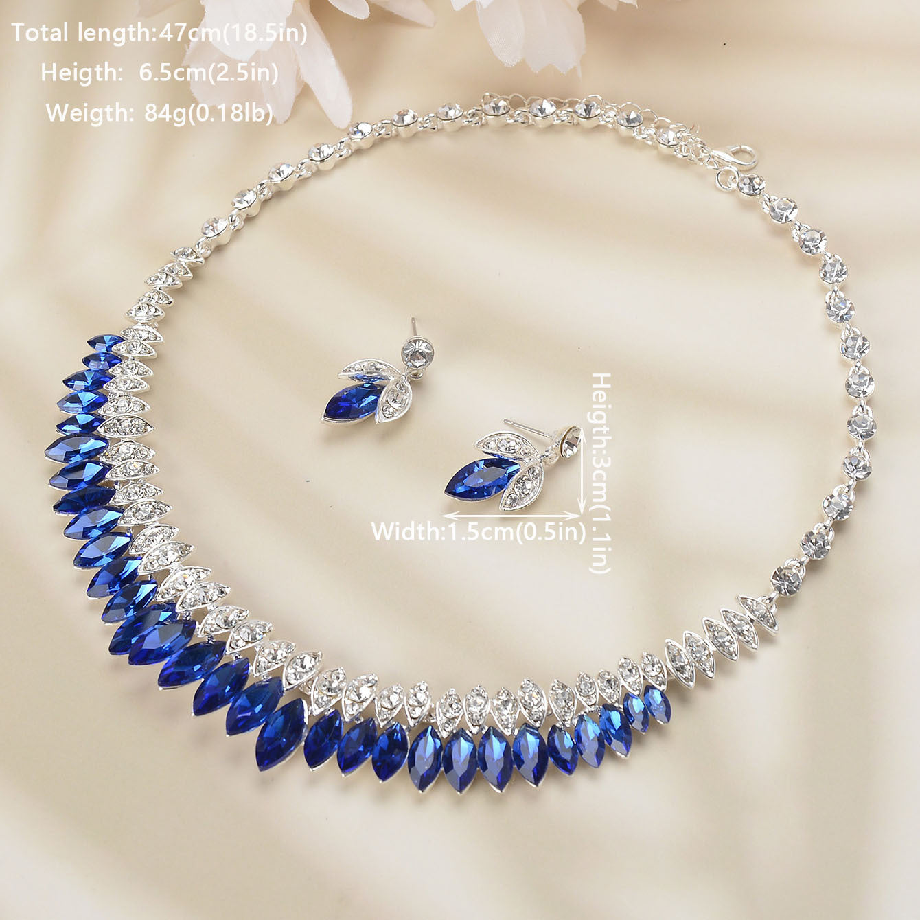 Set di Gioielli da Sposa per Donna, Collana, Orecchini e Bracciale a Goccia con Cuore in Zirconia Cubica e Lega Placcata, Lusso Elegante
