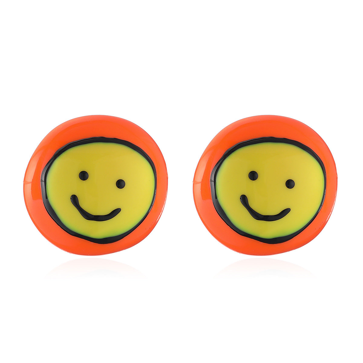 Minimalist Geometric Copper Gold-Plated Pearl Smiley Stud Earrings for Women