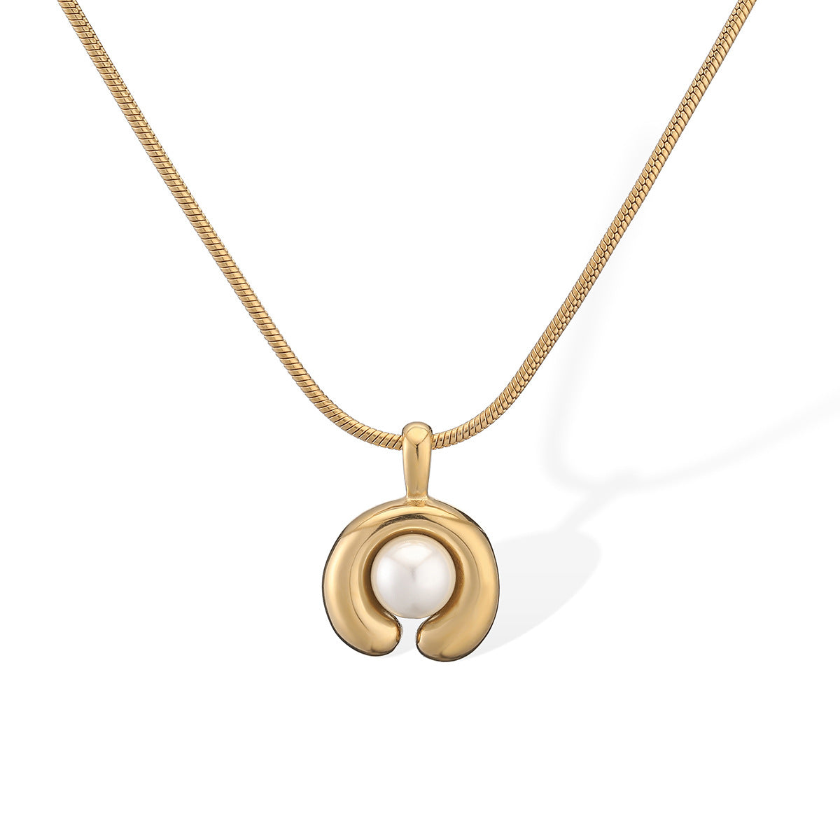 Collana da donna minimalista di lusso placcata oro 18 carati con perle geometriche in acciaio inossidabile