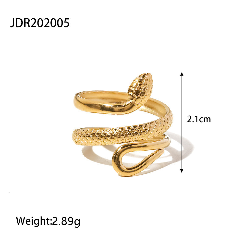 Geometric Snake Stainless Steel Plated Ring for Women