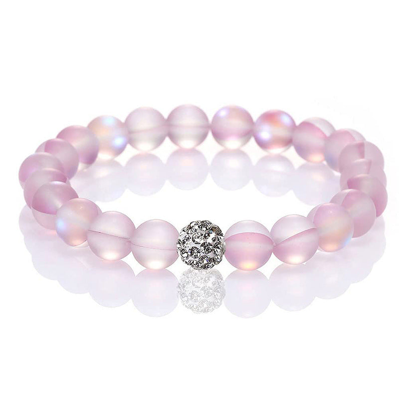 Colorful Moonstone Round Beaded Stretch Bracelet 8mm Unisex Handmade Jewelry