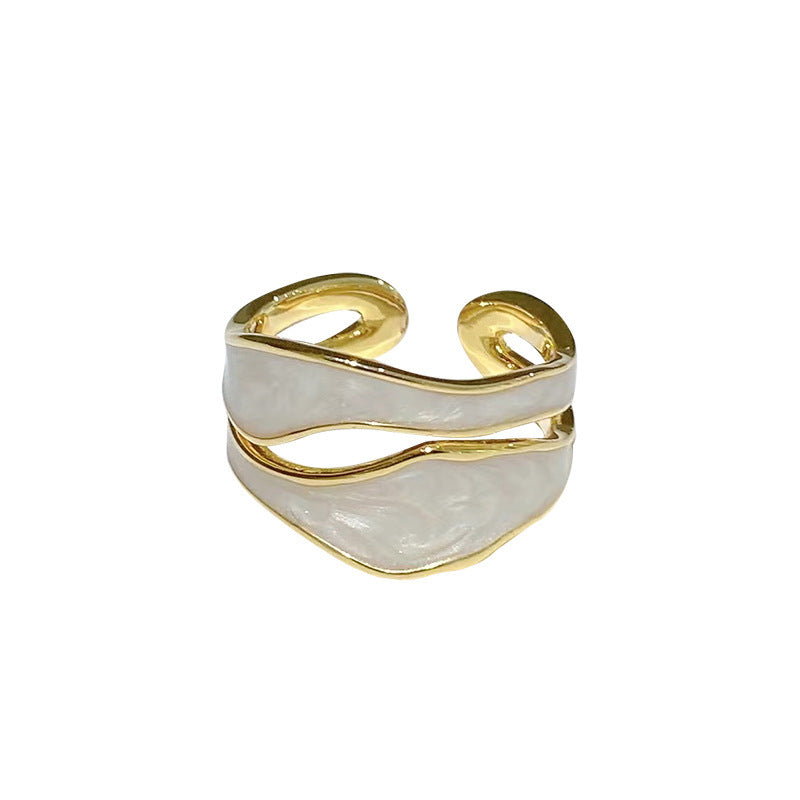 Sweet Geometric Round Drip Oil Plated Alloy Open Ring for Women