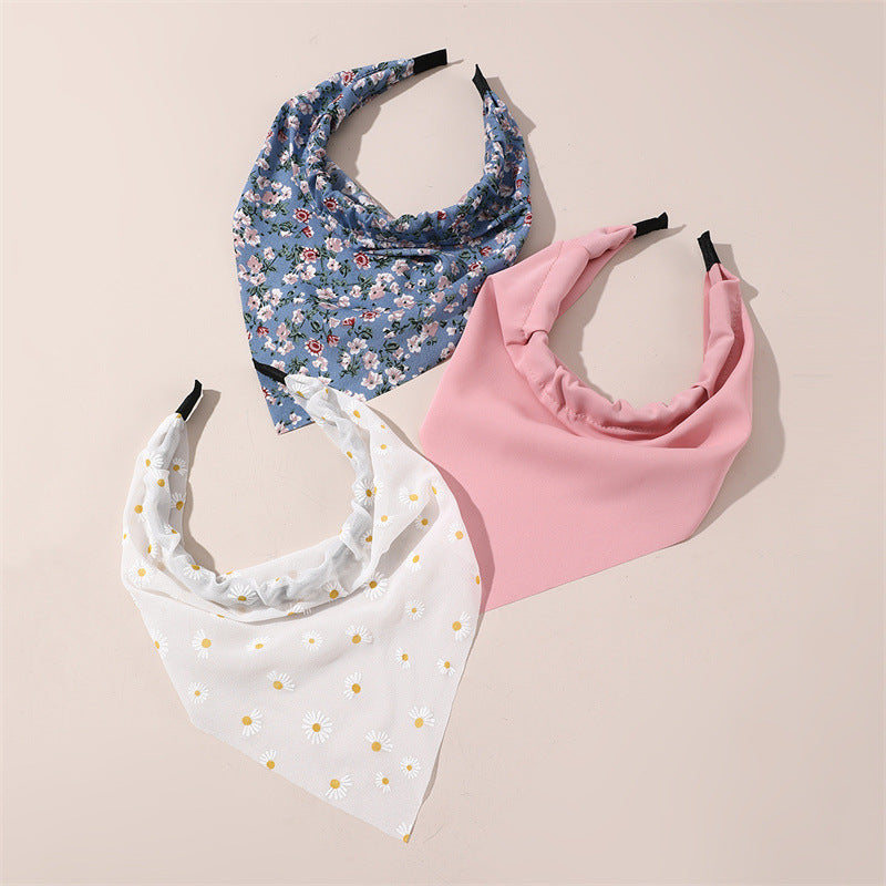 Set di Cerchietti Floreali Carini per Bambini - Cerchietto Morbido a Fascia Larga in Tessuto con Stampa Floreale Rosa, Accessori per Capelli Stile Principessa in Tre Pezzi