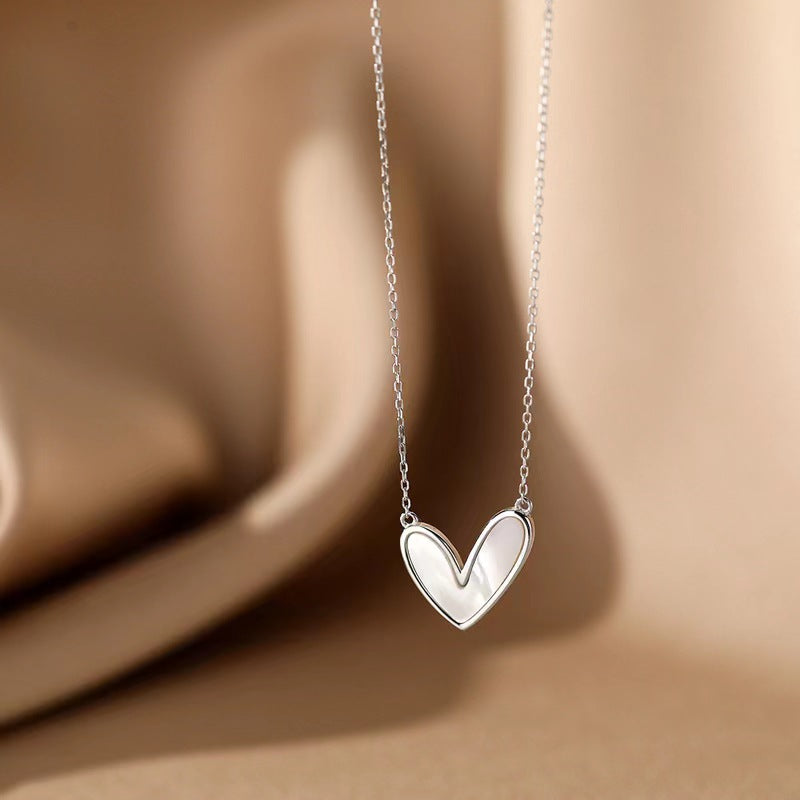 Sweet Minimalist Heart Titanium Steel Plated Pendant Necklace for Women
