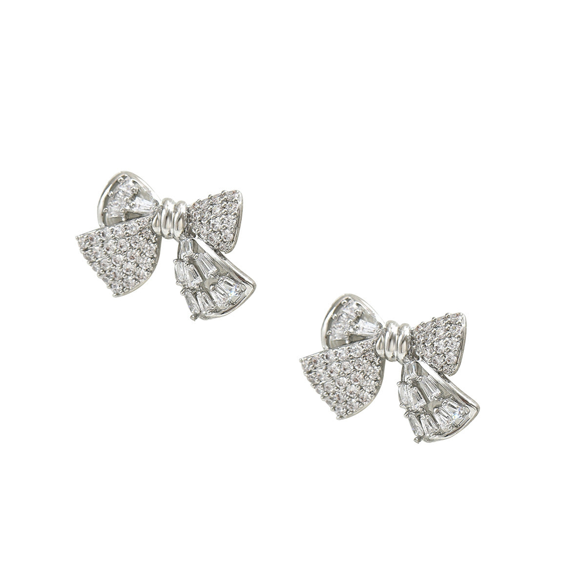Pendientes barrocos en forma de lazo con circonitas, de cobre con postes de acero inoxidable para mujer
