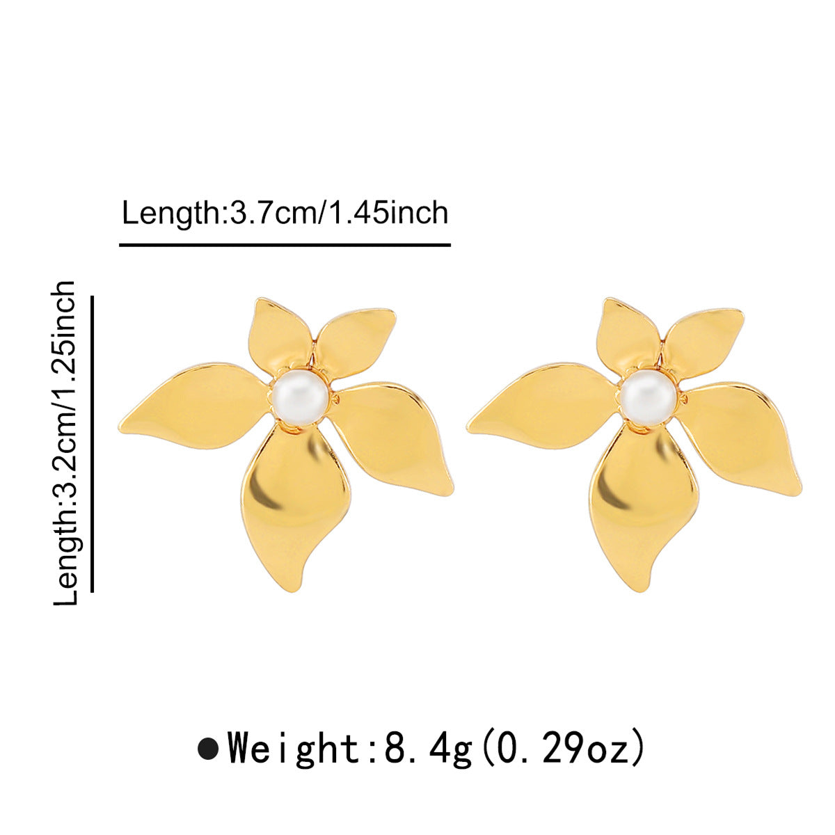 Orecchini minimalisti in acciaio inossidabile con motivo floreale vintage, placcatura in oro 14K e intarsio di perle