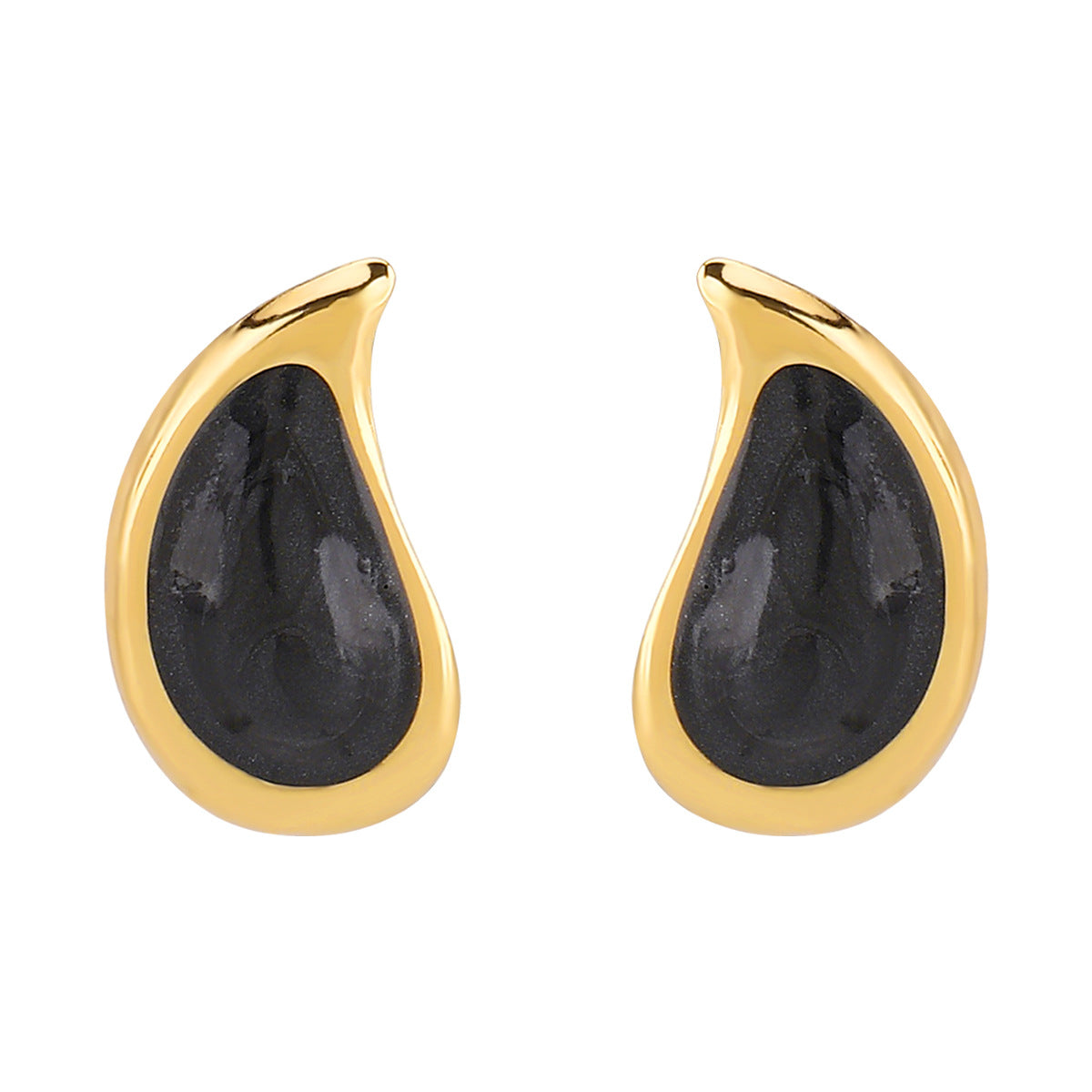 Pendientes de tuerca de acero inoxidable con forma de lágrima de esmalte vintage para mujer con estética retro artística