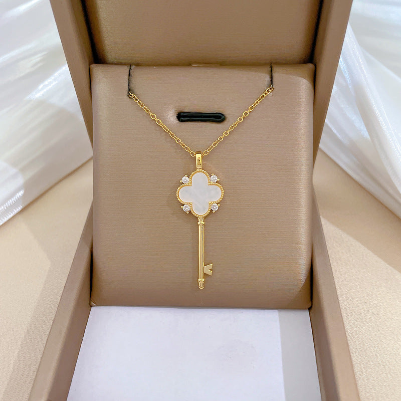 Collana Pendente Geometrico di Lusso con Strass in Acciaio al Titanio Unisex