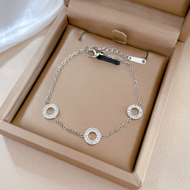 Pulsera de cadena de acero de titanio estilo vintage con diamantes de imitación para mujer con motivos de ondas y edamame