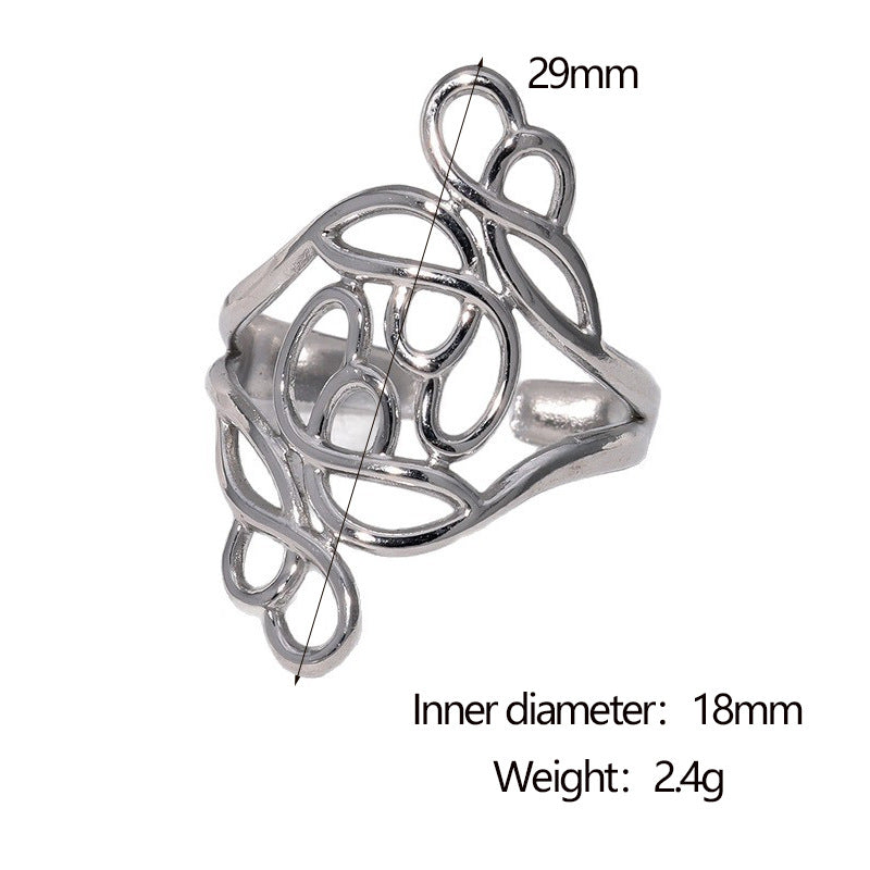 Minimalist Geometric Open Ring 18K Gold Plated Stainless Steel Irregular Hollow Design for Women