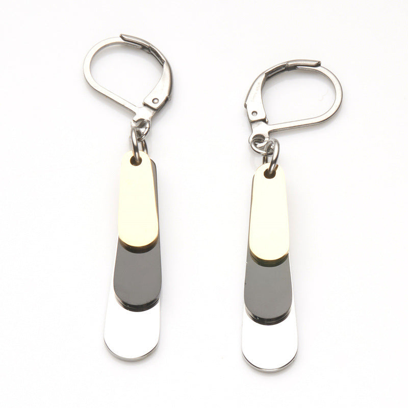 Minimalist Geometric Stainless Steel Dangle Earrings for Women with Precision Crafted Finish