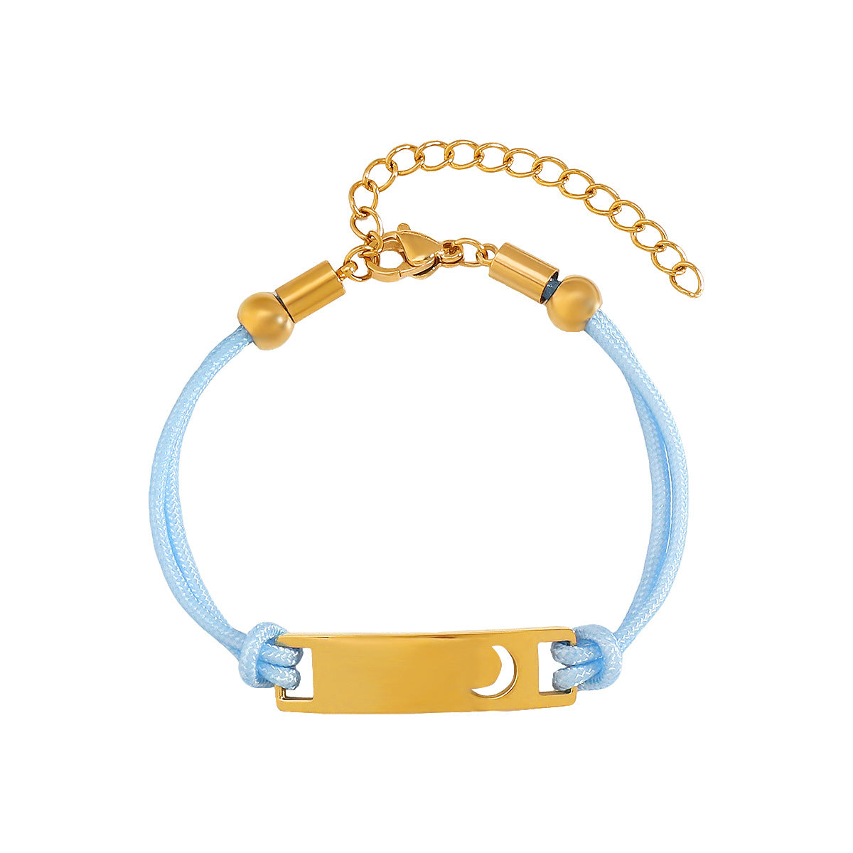 Bracciale personalizzato in acciaio inossidabile con luna cava e cuore, con cordino colorato, da donna