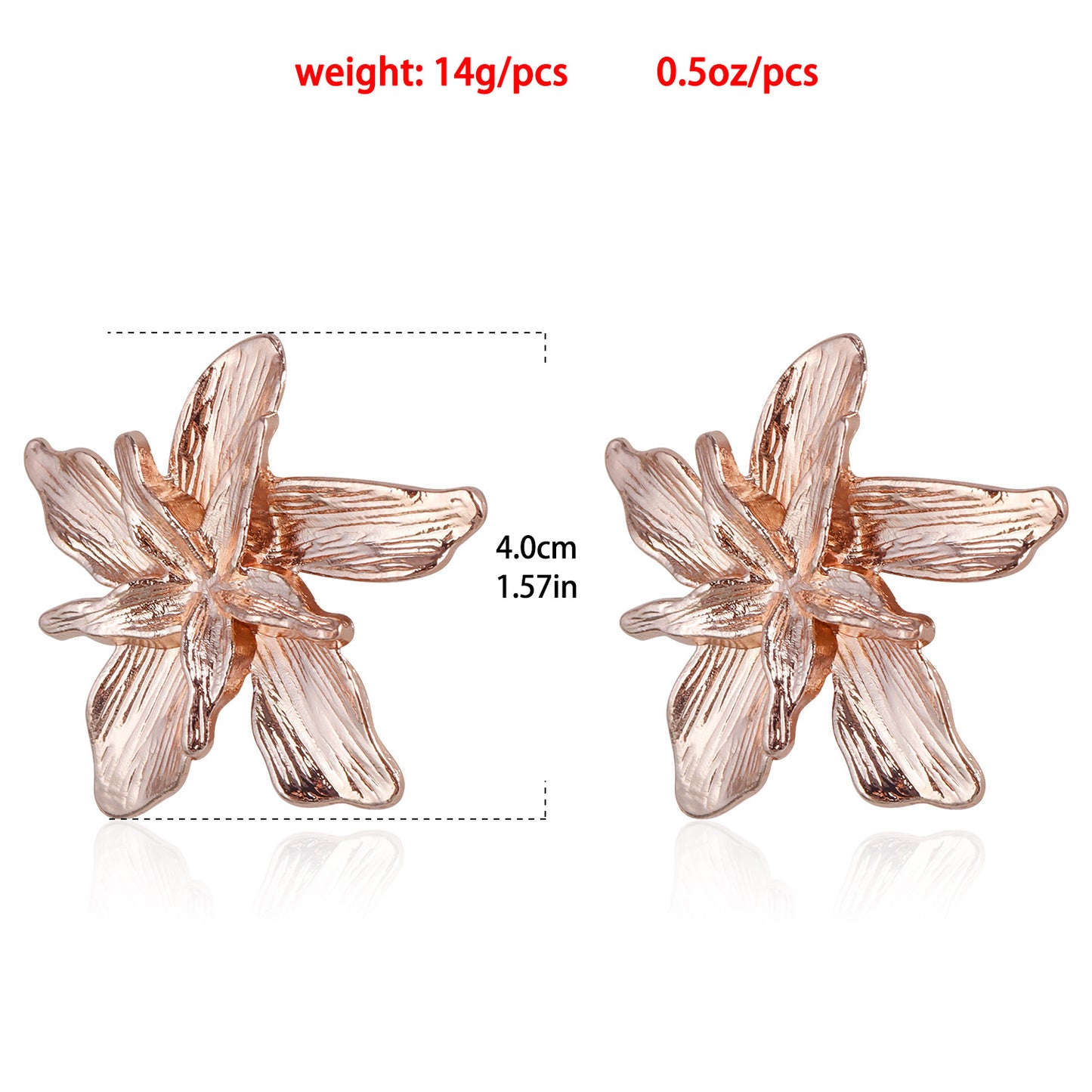 Fashionable Geometric Flower-Shaped Alloy Earrings with Metallic Finish and Plated Surface