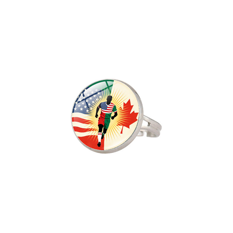 Vintage Sporty Geometric Alloy Plated Ring Unisex World Cup Trophy Pattern Jewelry