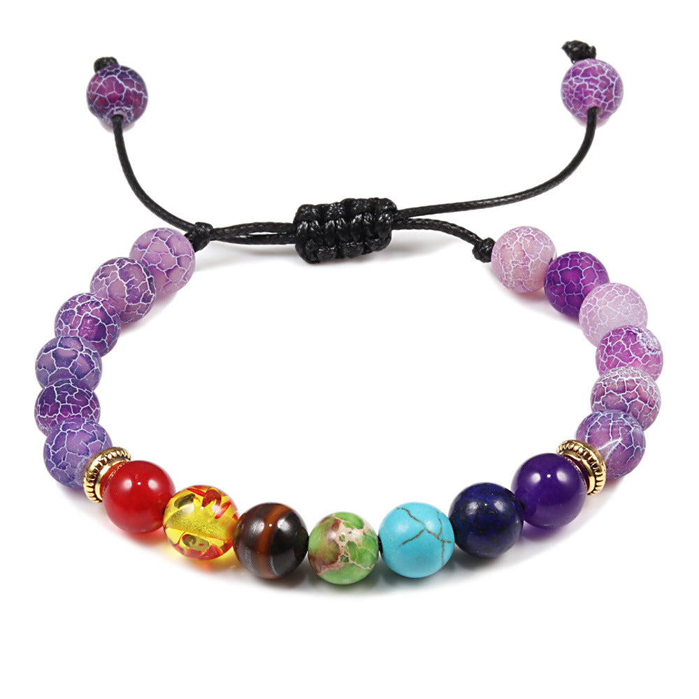 Bracciale regolabile unisex vintage bohémien rotondo geometrico in pietra vulcanica placcata