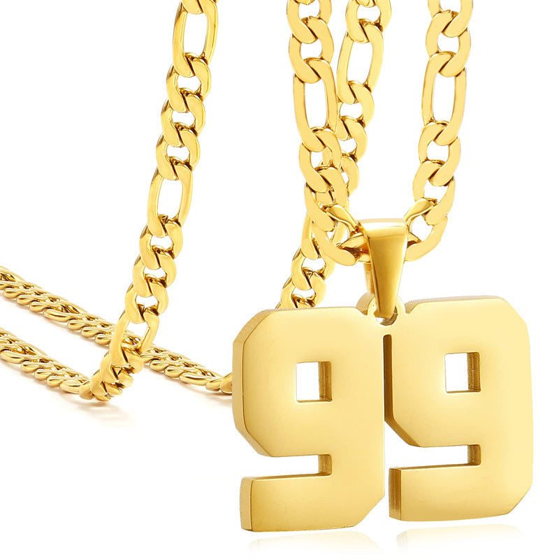 Minimalist Numeric Pendant Necklace for Men and Women Stainless Steel Chain with Polished Titanium Steel Charm