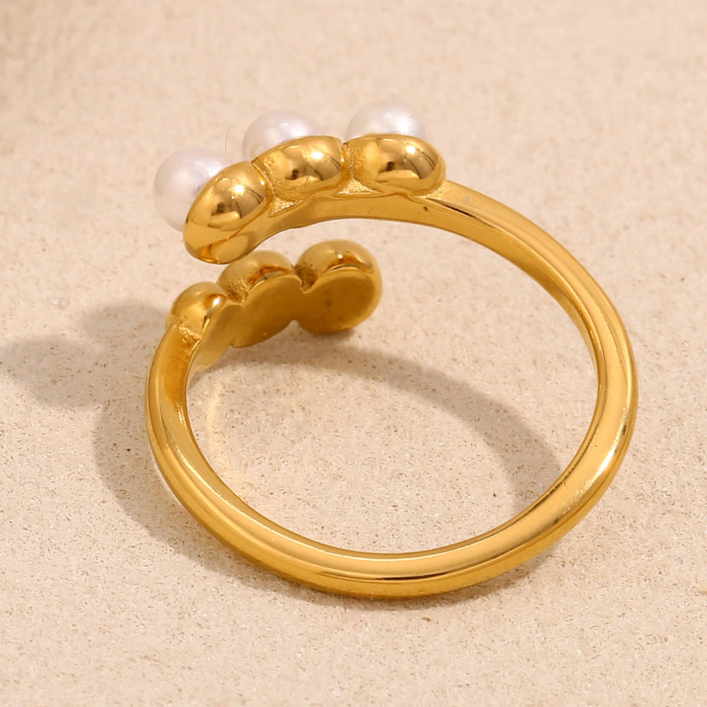 Anello da donna in acciaio inossidabile placcato oro 18 carati con geometria alla moda, gioielli minimalisti in stile francese