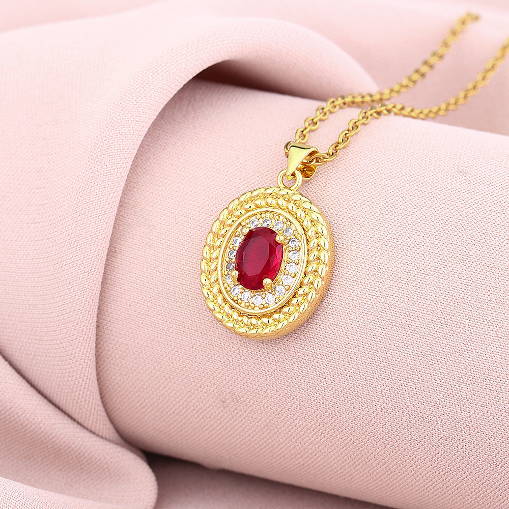 Collana con Pendente Geometrico Vintage da Donna in Rame con Finitura Placcata, Gioielli Eleganti Minimalisti
