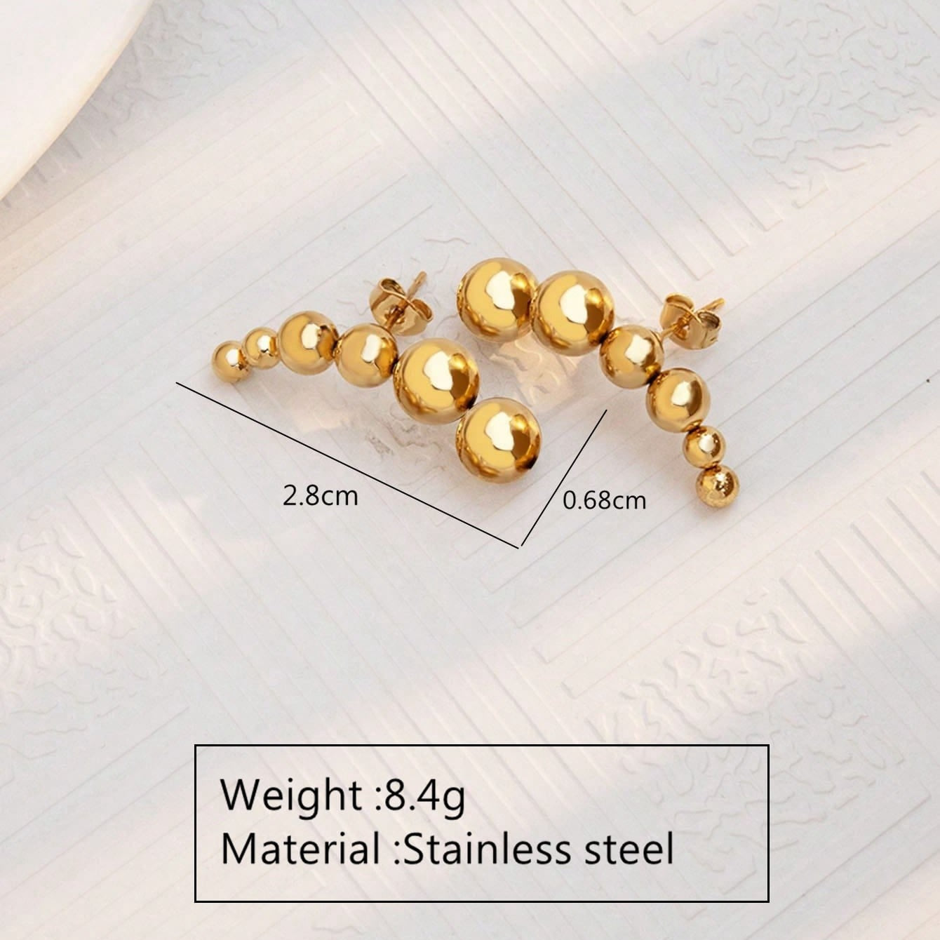 Gold Plated Polished Titanium Steel Teardrop Geometric Oval Polka Dot Stud Earrings for Unisex