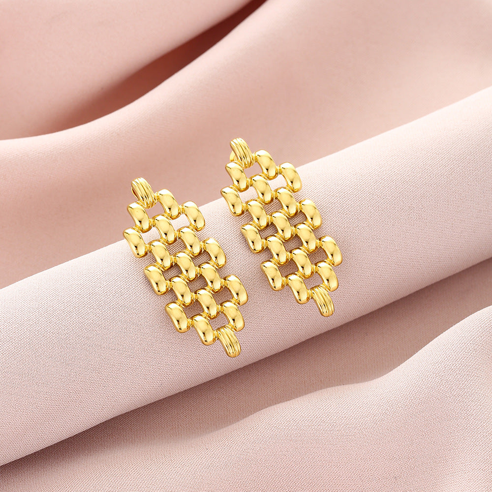 Pendientes de gota geométricos, de acero inoxidable, a la moda, con borla y detalles de coral para mujer