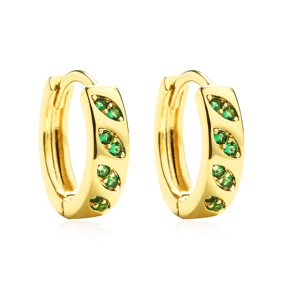 Minimalist Geometric Copper Hoop Earrings with Gold Plating and Micro-Pave Zirconia for Women