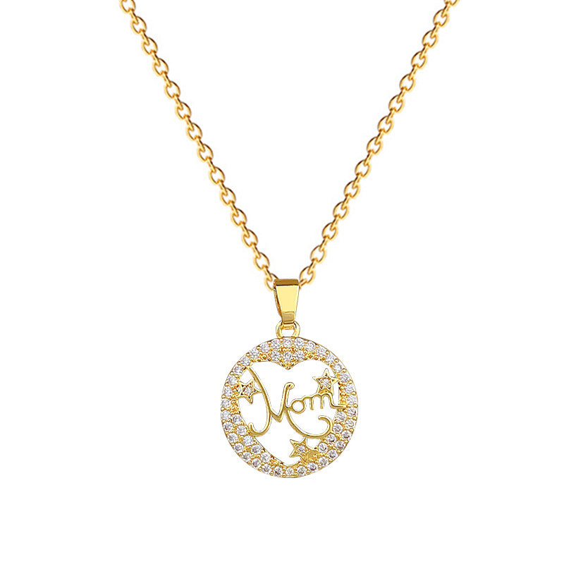 Collar de acero inoxidable con diseño de estrella estilo dibujos animados y incrustaciones de diamantes de imitación para mujer con delicada cadena de clavícula