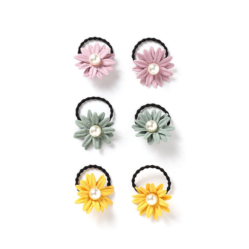 Juego de accesorios para el cabello de margaritas florales vintage para niñas con ligas y broches de tela estilo jardín rústico