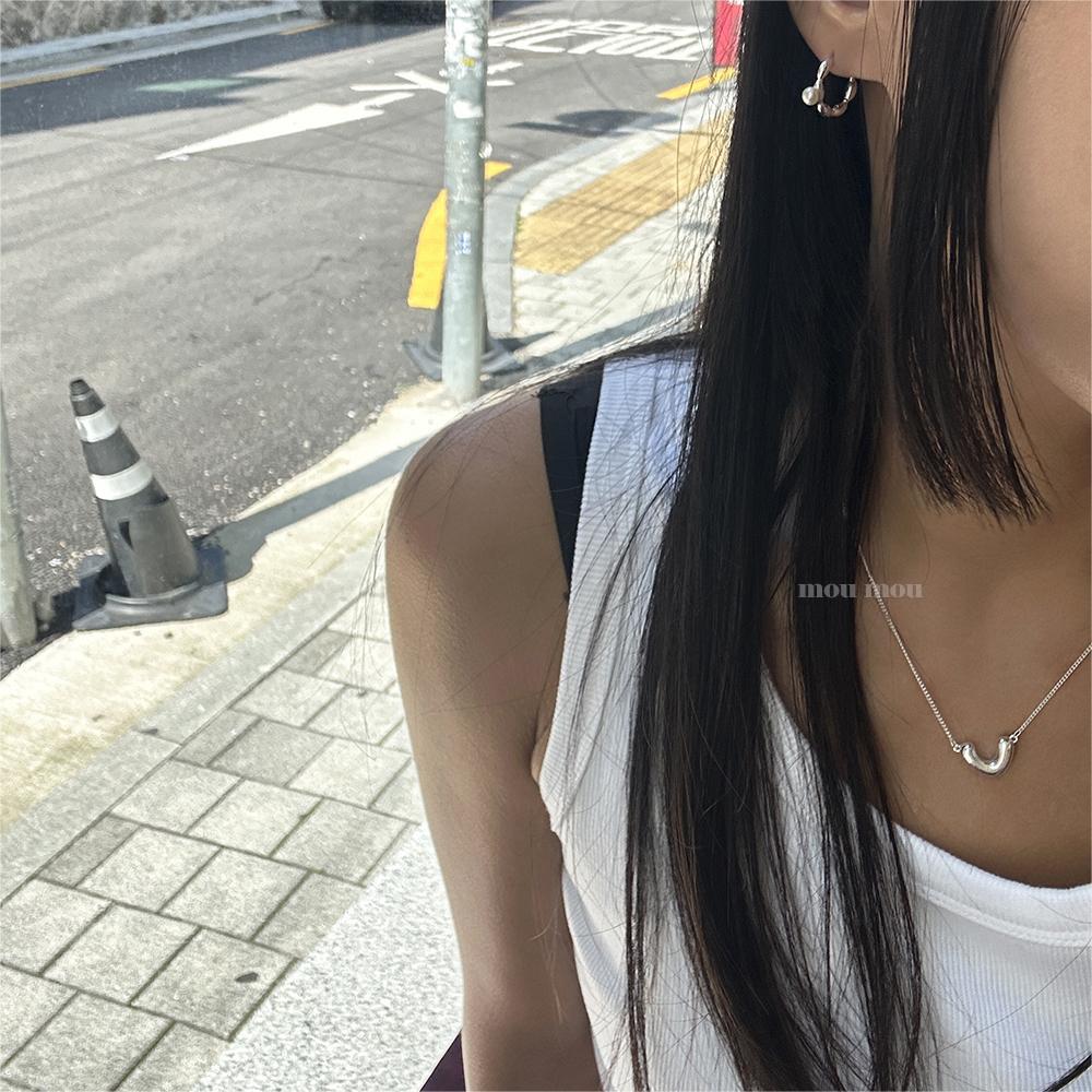Minimalist Geometric V-Shaped Necklace in 925 Sterling Silver with Rhodium Plating for Women
