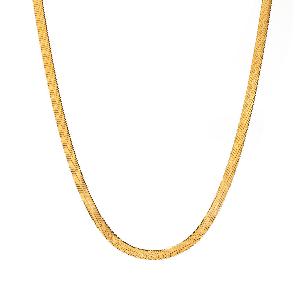 Collana a Catena a Serpente Geometrica Minimalista in Acciaio Inossidabile da Donna con Placcatura Sottovuoto in Oro 18K
