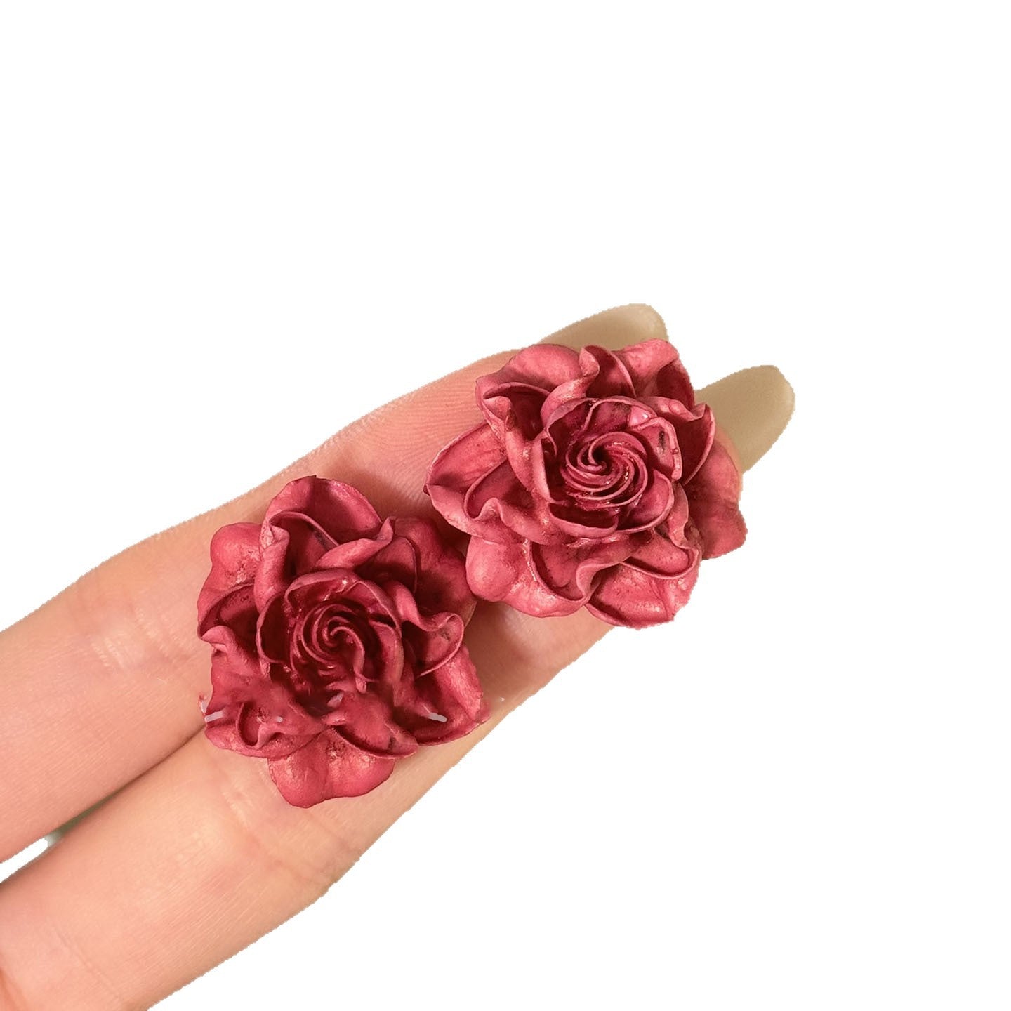Elegant Floral Resin Rose Stud Earrings for Women with Stainless Steel Posts, Minimalist Fashion-Forward Everyday Ear Jewelry