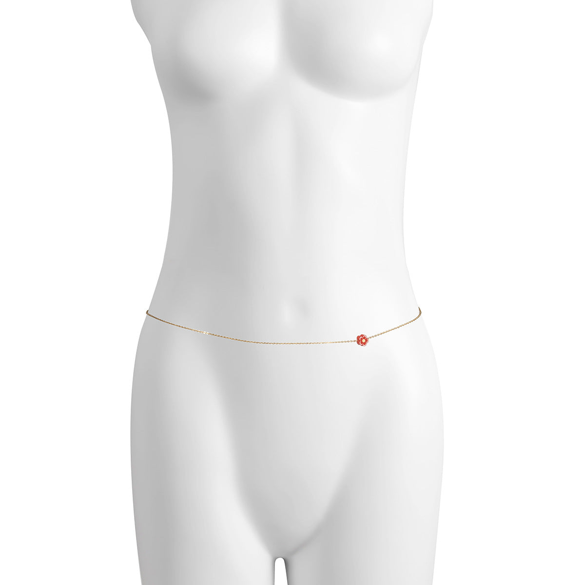 Bohemian Floral Polymer Clay Waist Chain for Women with Delicate Metal Chain and Lobster Clasp