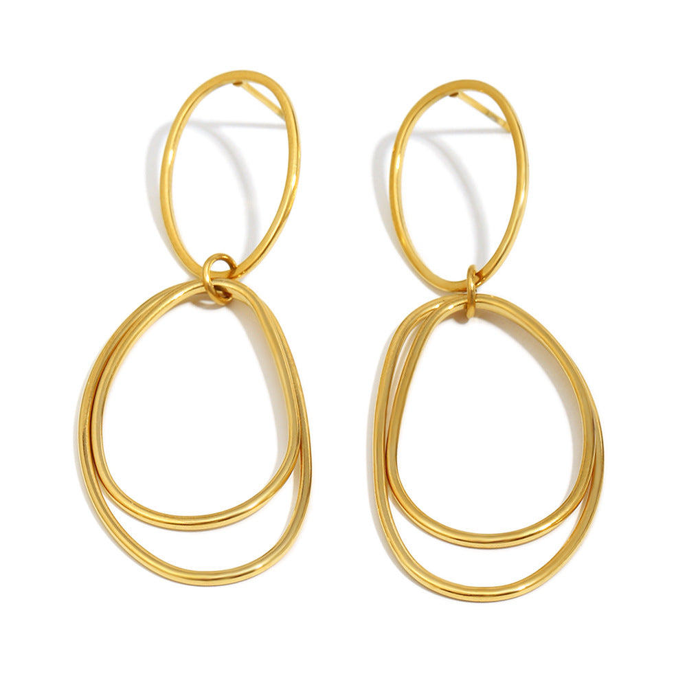 Orecchini Minimalisti Geometrici in Acciaio Inossidabile con Placcatura in Oro 18K da Donna