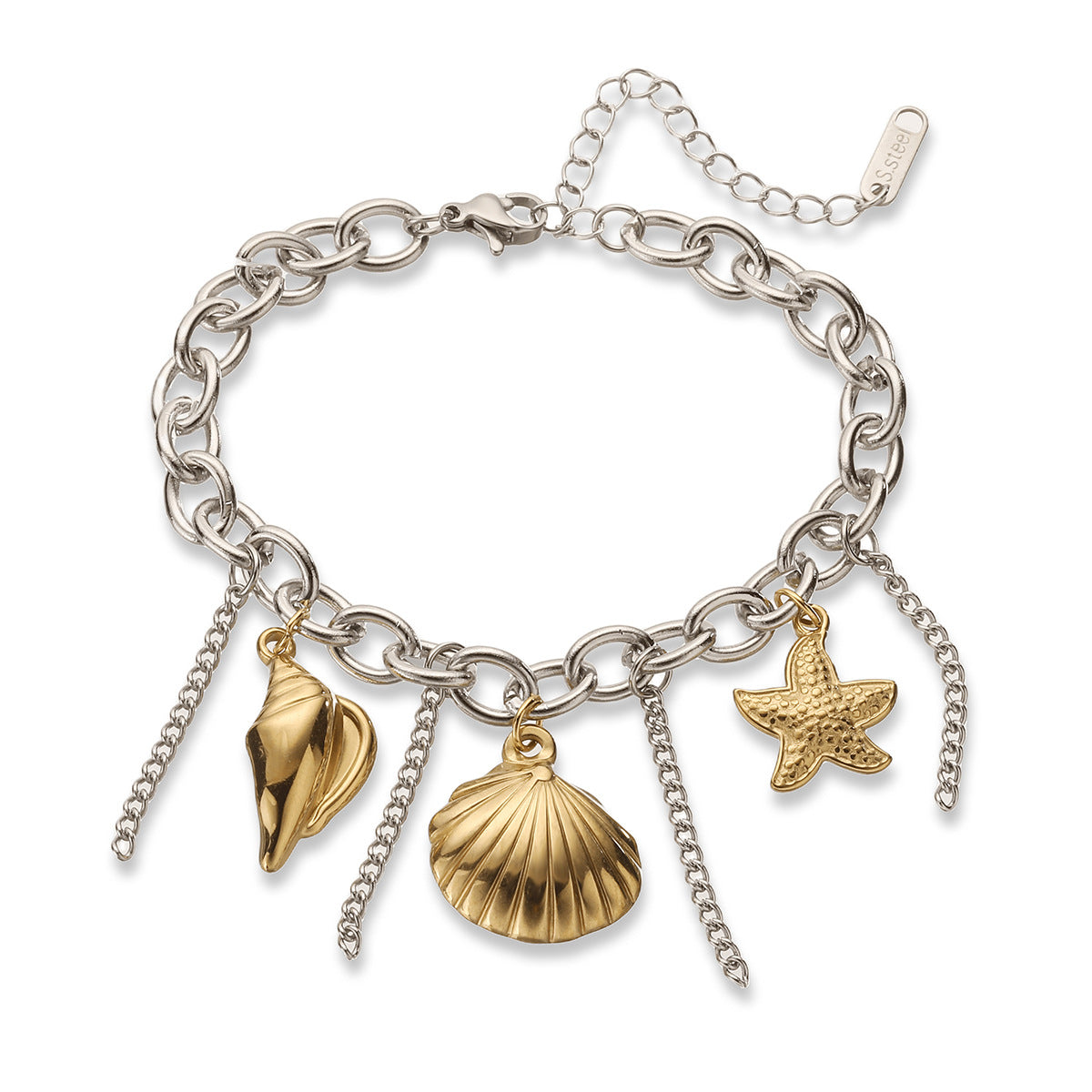Minimalist Geometric Stainless Steel Bracelet for Women with Plated Finish, Beach-Inspired Fashion Accessory