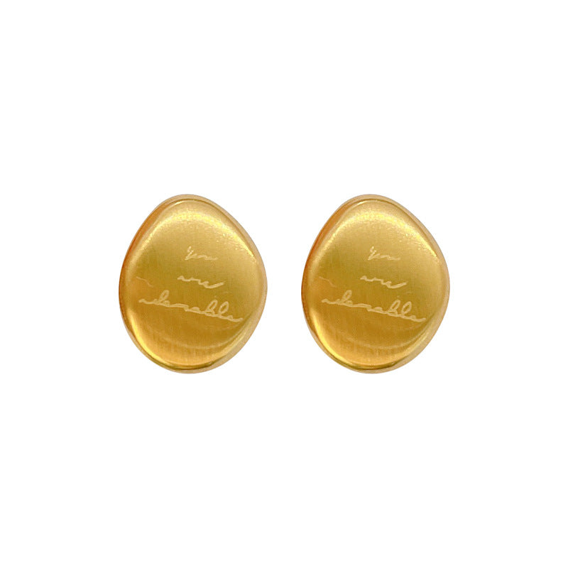 Minimalist Geometric Titanium Steel Ear Studs with Electroplated Finish for Women, Cosmic and Natural Inspired Design